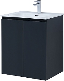 Aquanet Тумба под раковину Алвита New 60 2 дверцы подвесная антрацит матовая – фотография-2